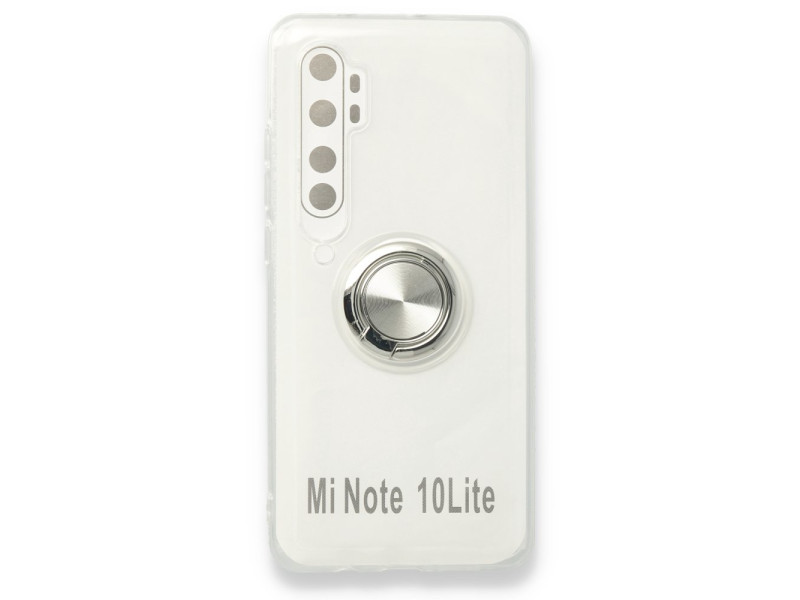 Newface Xiaomi Mi Note 10 Lite Kılıf Gros Yüzüklü Silikon - Gümüş