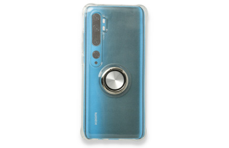 Newface Xiaomi Mi Note 10 Pro Kılıf Gros Yüzüklü Silikon - Gümüş