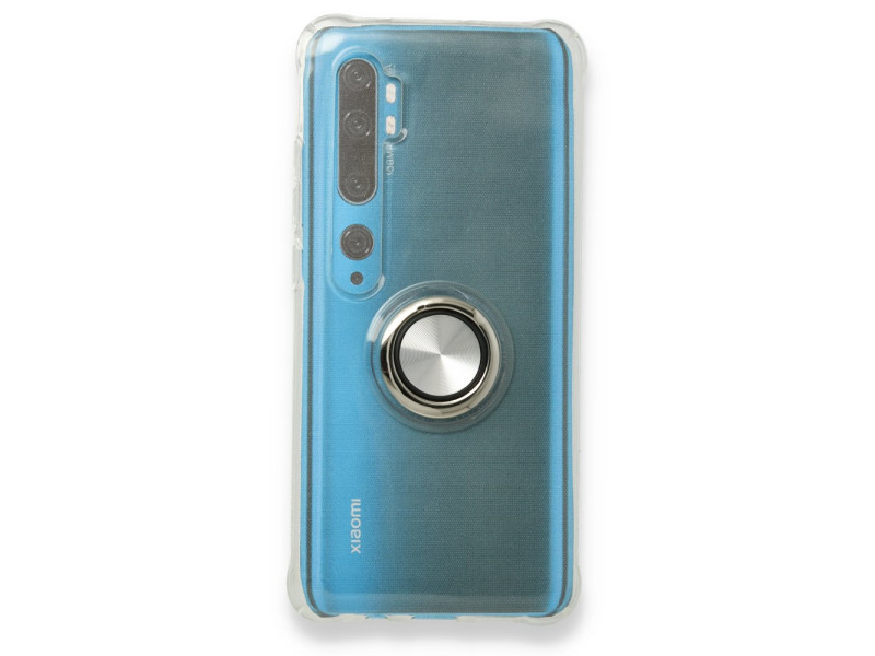 Newface Xiaomi Mi Note 10 Kılıf Gros Yüzüklü Silikon - Gümüş