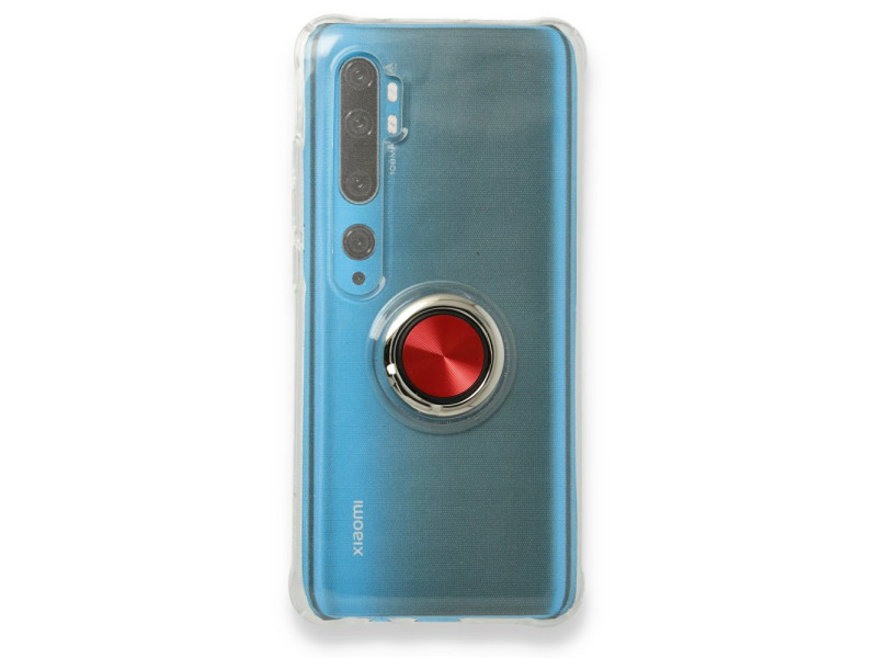 Newface Xiaomi Mi Note 10 Pro Kılıf Gros Yüzüklü Silikon - Kırmızı