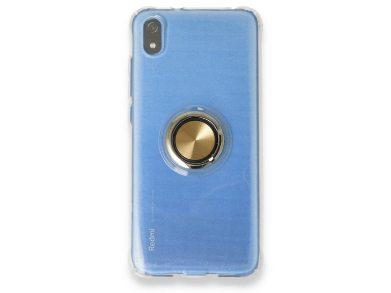Newface Xiaomi Redmi 7A Kılıf Gros Yüzüklü Silikon - Gold