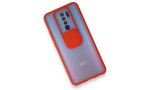 Newface Xiaomi Redmi 9 Kılıf Palm Buzlu Kamera Sürgülü Silikon - Kırmızı