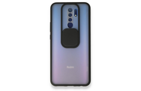 Newface Xiaomi Redmi 9 Kılıf Palm Buzlu Kamera Sürgülü Silikon - Siyah