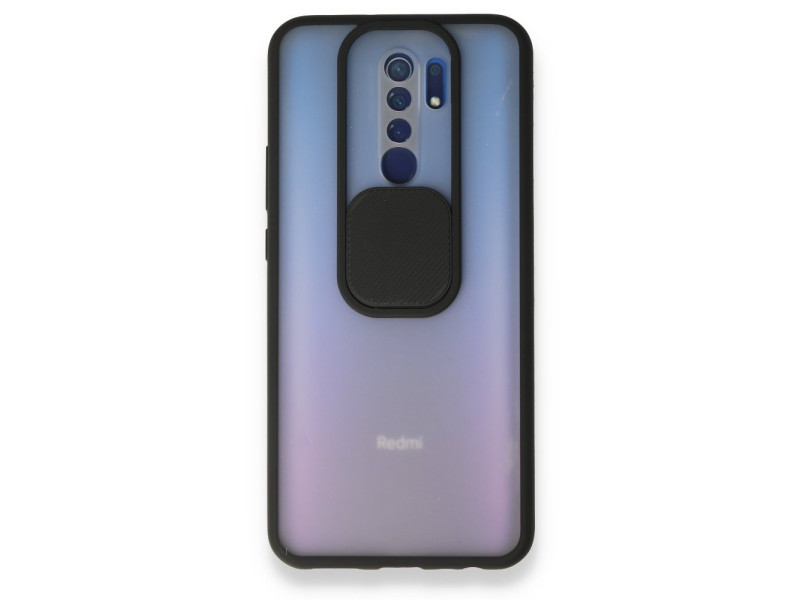 Newface Xiaomi Redmi 9 Kılıf Palm Buzlu Kamera Sürgülü Silikon - Siyah