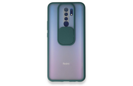 Newface Xiaomi Redmi 9 Kılıf Palm Buzlu Kamera Sürgülü Silikon - Yeşil