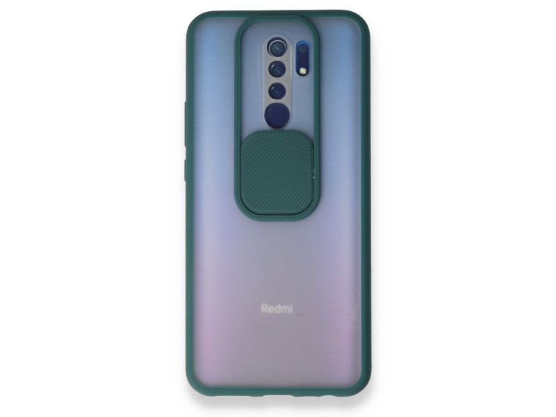 Newface Xiaomi Redmi 9 Kılıf Palm Buzlu Kamera Sürgülü Silikon - Yeşil