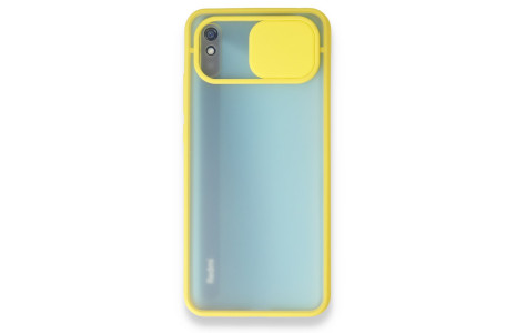 Newface Xiaomi Redmi 9A Kılıf Palm Buzlu Kamera Sürgülü Silikon - Sarı