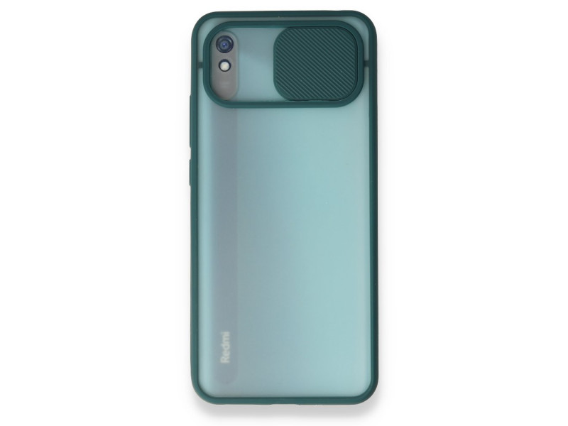 Newface Xiaomi Redmi 9A Kılıf Palm Buzlu Kamera Sürgülü Silikon - Yeşil