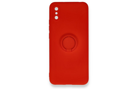 Newface Xiaomi Redmi 9A Kılıf Viktor Yüzüklü Silikon - Kırmızı