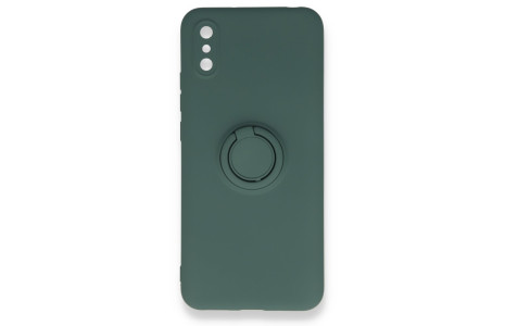 Newface Xiaomi Redmi 9A Kılıf Viktor Yüzüklü Silikon - Koyu Yeşil