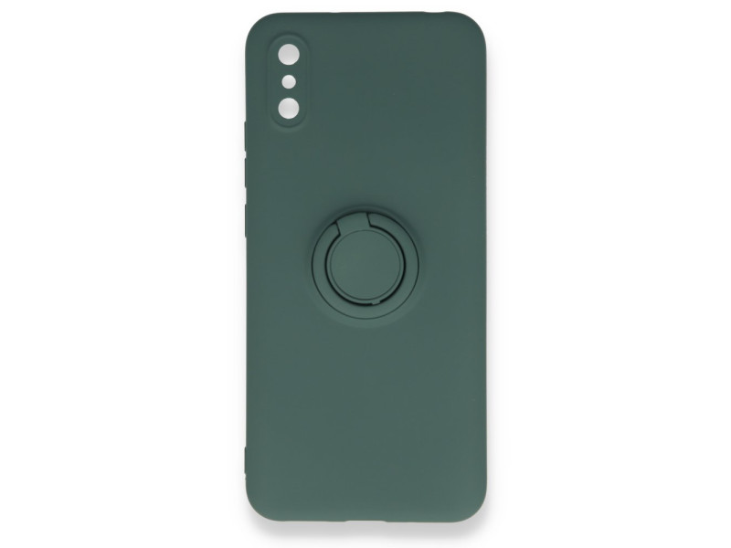 Newface Xiaomi Redmi 9A Kılıf Viktor Yüzüklü Silikon - Koyu Yeşil