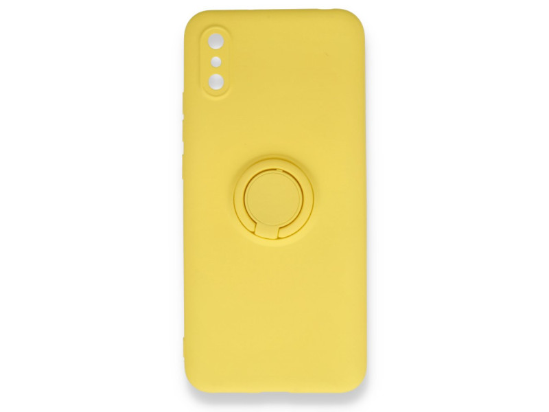 Newface Xiaomi Redmi 9A Kılıf Viktor Yüzüklü Silikon - Sarı