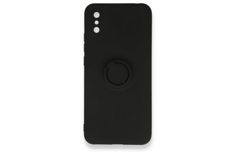 Newface Xiaomi Redmi 9A Kılıf Viktor Yüzüklü Silikon - Siyah