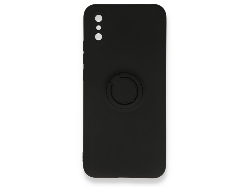 Newface Xiaomi Redmi 9A Kılıf Viktor Yüzüklü Silikon - Siyah
