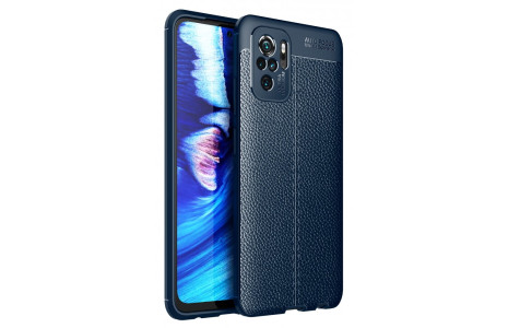 Newface Xiaomi Redmi Note 10 Kılıf Focus Derili Silikon - Lacivert