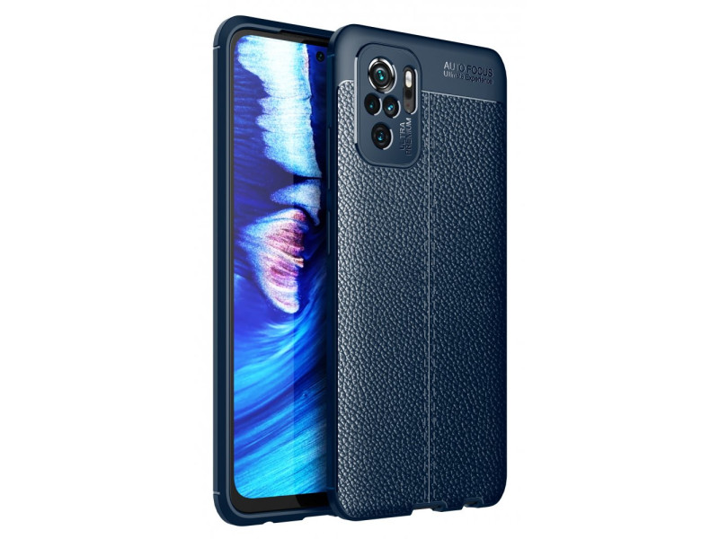 Newface Xiaomi Redmi Note 10 Kılıf Focus Derili Silikon - Lacivert