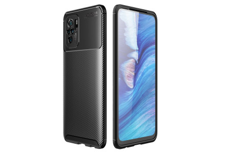 Newface Xiaomi Redmi Note 10 Kılıf Focus Karbon Silikon - Siyah