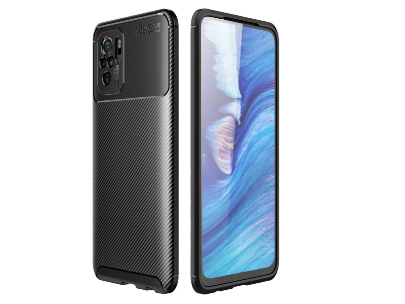 Newface Xiaomi Redmi Note 10 Kılıf Focus Karbon Silikon - Siyah