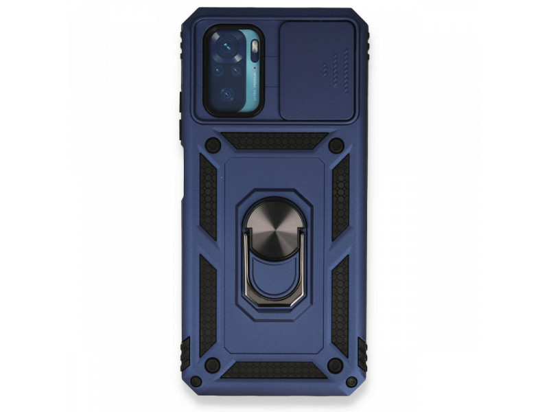 Newface Xiaomi Redmi Note 10 Kılıf Pars Lens Yüzüklü Silikon - Lacivert