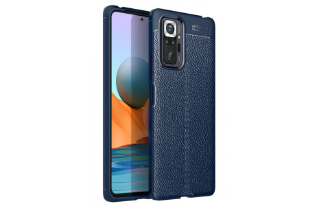 Newface Xiaomi Redmi Note 10 Pro Kılıf Focus Derili Silikon - Lacivert