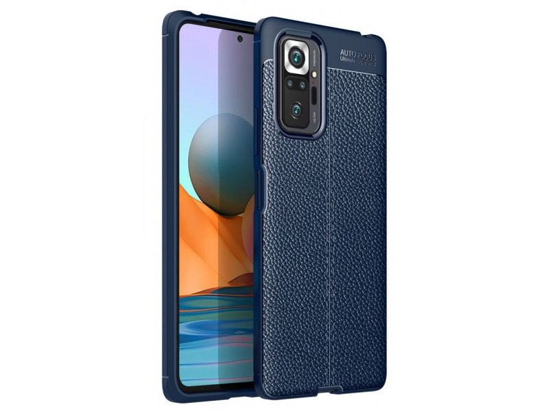 Newface Xiaomi Redmi Note 10 Pro Kılıf Focus Derili Silikon - Lacivert