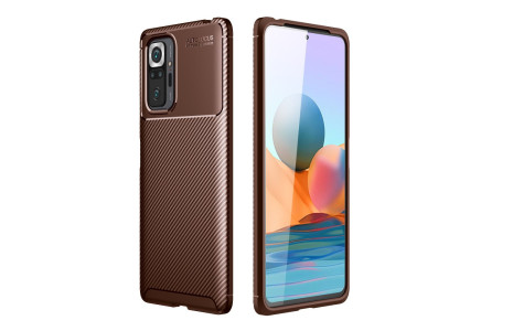 Newface Xiaomi Redmi Note 10 Pro Kılıf Focus Karbon Silikon - Kahverengi