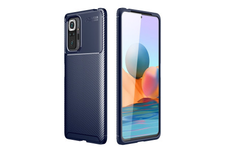 Newface Xiaomi Redmi Note 10 Pro Kılıf Focus Karbon Silikon - Lacivert
