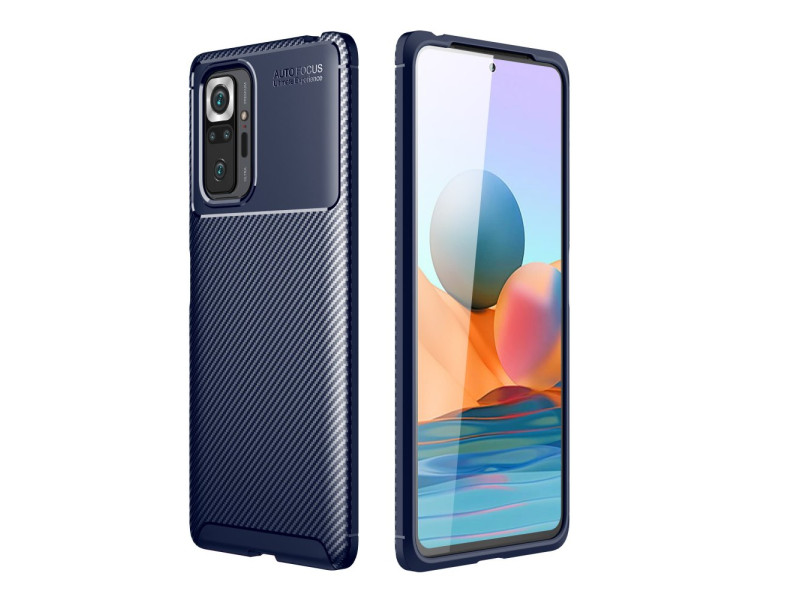 Newface Xiaomi Redmi Note 10 Pro Kılıf Focus Karbon Silikon - Lacivert