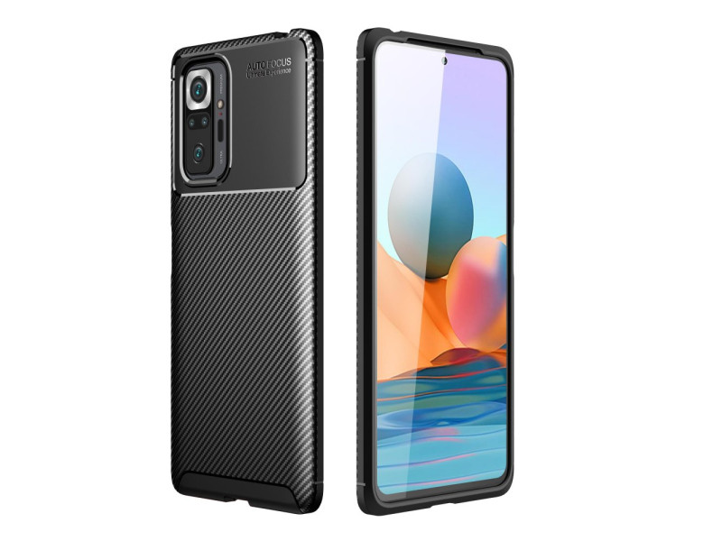 Newface Xiaomi Redmi Note 10 Pro Kılıf Focus Karbon Silikon - Siyah