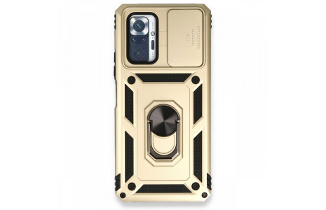 Newface Xiaomi Redmi Note 10 Pro Kılıf Pars Lens Yüzüklü Silikon - Gold