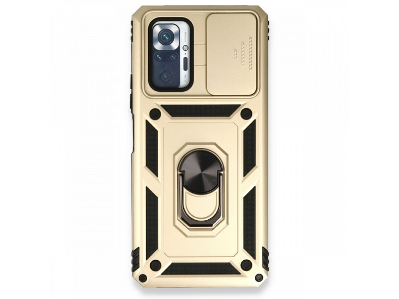 Newface Xiaomi Redmi Note 10 Pro Kılıf Pars Lens Yüzüklü Silikon - Gold