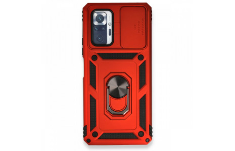 Newface Xiaomi Redmi Note 10 Pro Kılıf Pars Lens Yüzüklü Silikon - Kırmızı