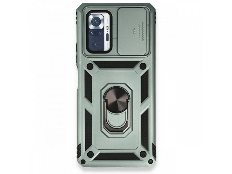 Newface Xiaomi Redmi Note 10 Pro Kılıf Pars Lens Yüzüklü Silikon - Yeşil