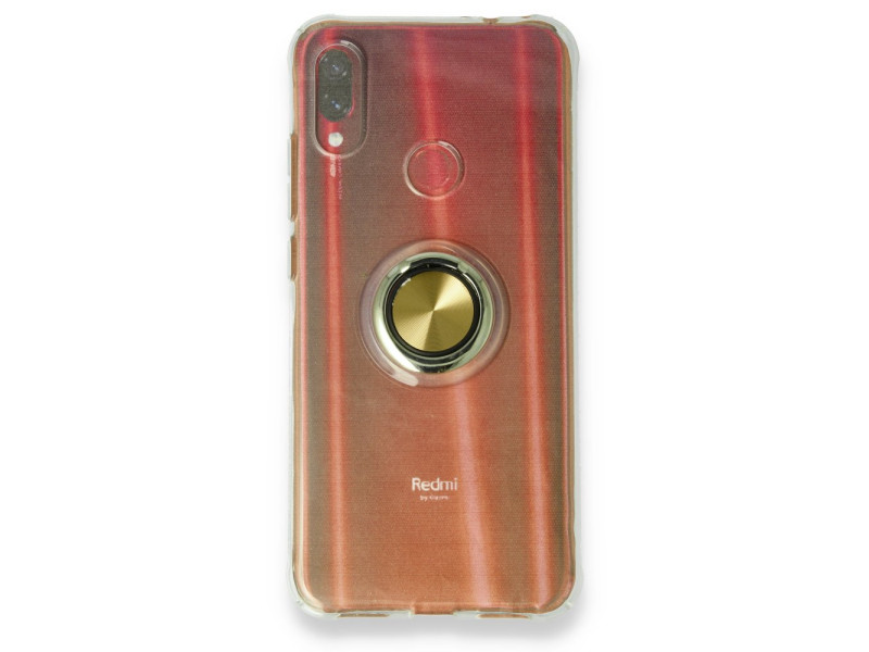 Newface Xiaomi Redmi Note 7 Pro Kılıf Gros Yüzüklü Silikon - Gold