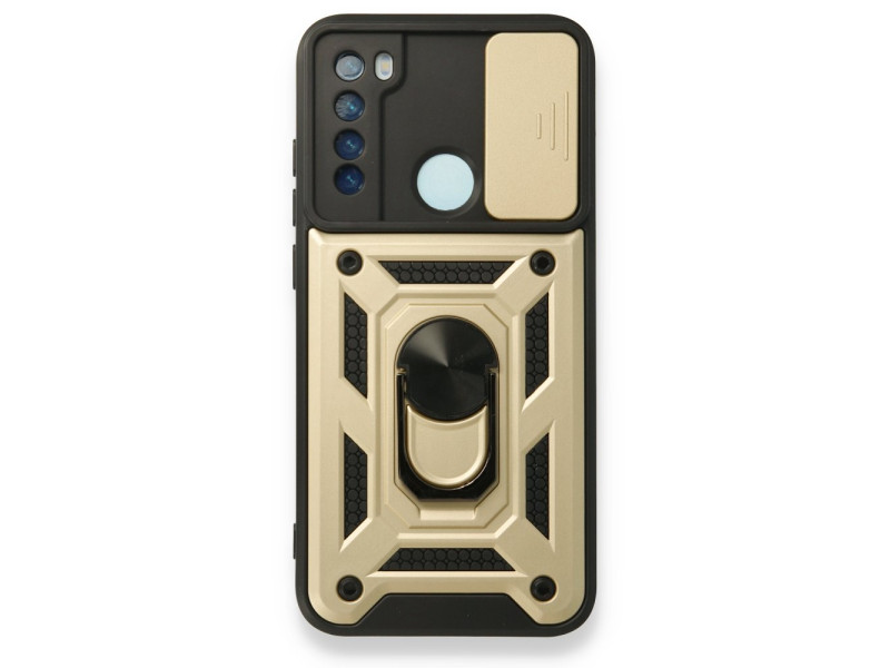 Newface Xiaomi Redmi Note 8 Kılıf Pars Lens Yüzüklü Silikon - Gold