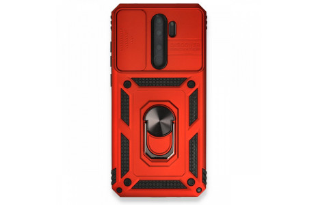 Newface Xiaomi Redmi Note 8 Pro Kılıf Pars Lens Yüzüklü Silikon - Kırmızı