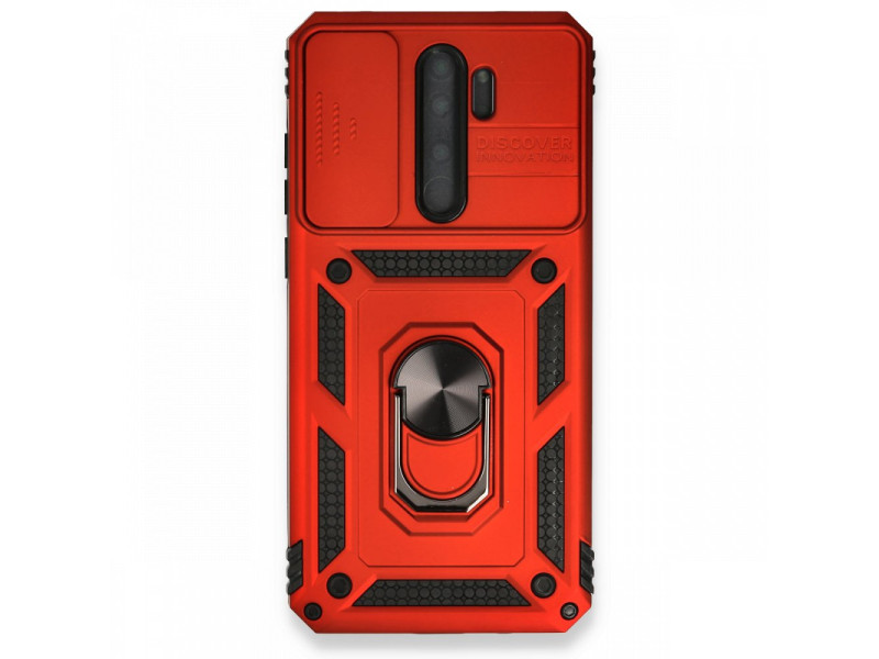 Newface Xiaomi Redmi Note 8 Pro Kılıf Pars Lens Yüzüklü Silikon - Kırmızı