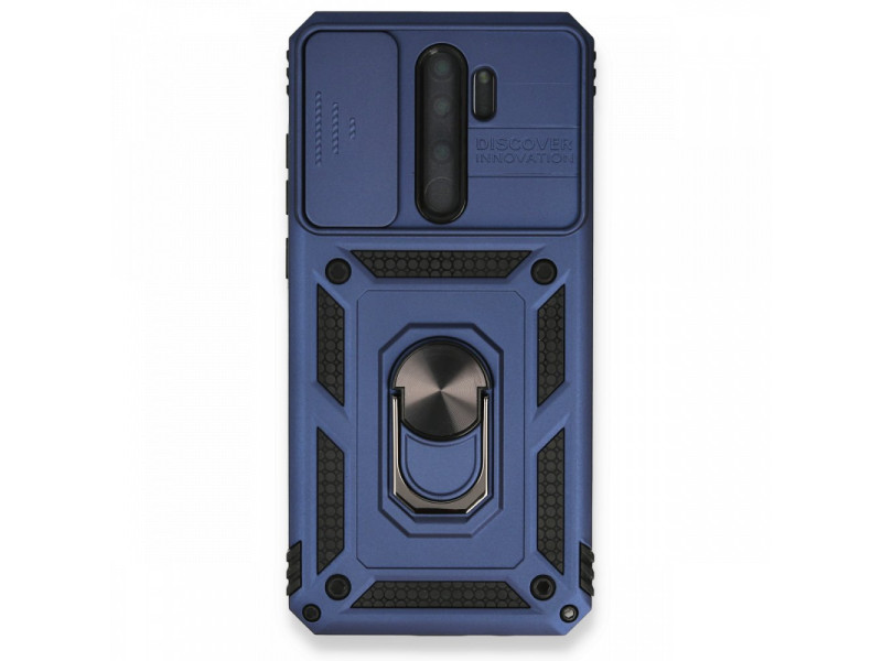 Newface Xiaomi Redmi Note 8 Pro Kılıf Pars Lens Yüzüklü Silikon - Lacivert