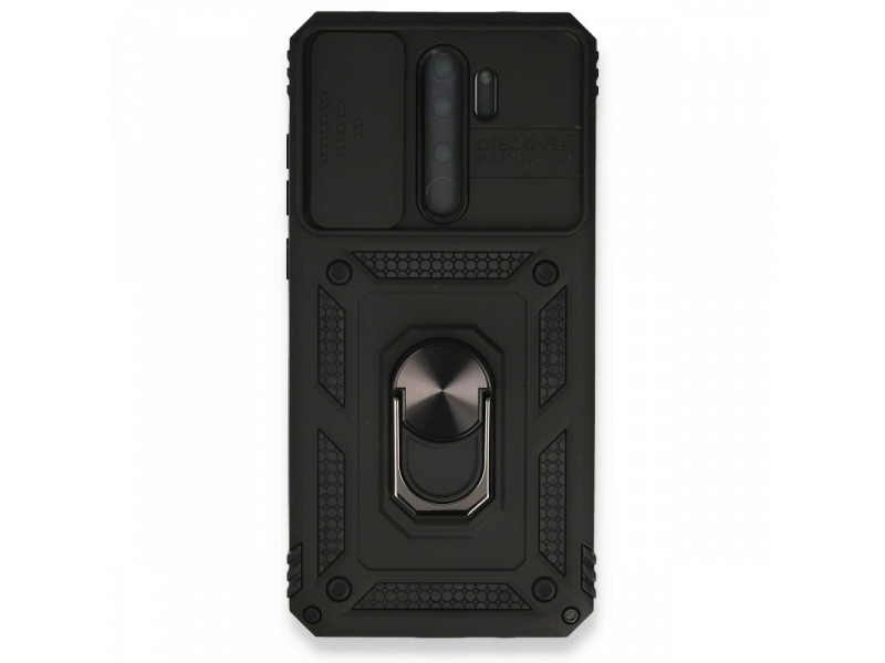 Newface Xiaomi Redmi Note 8 Pro Kılıf Pars Lens Yüzüklü Silikon - Siyah