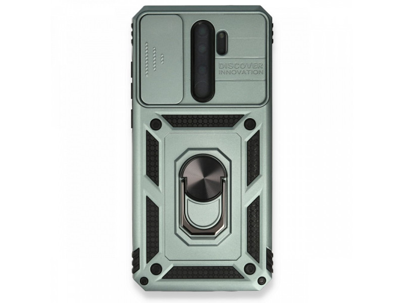 Newface Xiaomi Redmi Note 8 Pro Kılıf Pars Lens Yüzüklü Silikon - Yeşil