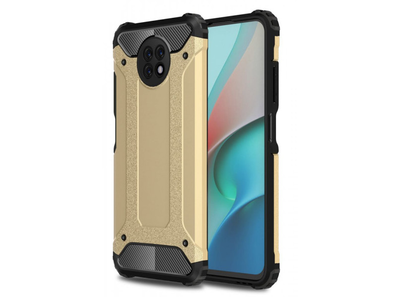 Newface Xiaomi Redmi Note 9 5G Kılıf Tank Silikon Kapak - Gold