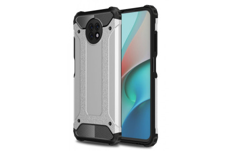 Newface Xiaomi Redmi Note 9 5G Kılıf Tank Silikon Kapak - Gümüş