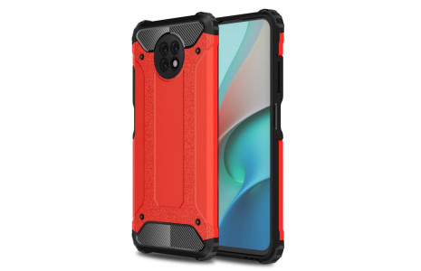 Newface Xiaomi Redmi Note 9 5G Kılıf Tank Silikon Kapak - Kırmızı