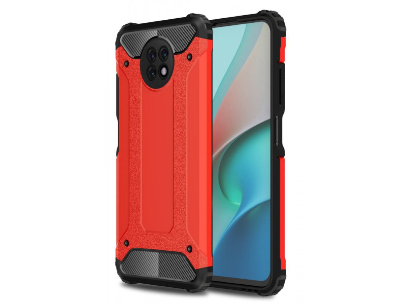 Newface Xiaomi Redmi Note 9 5G Kılıf Tank Silikon Kapak - Kırmızı
