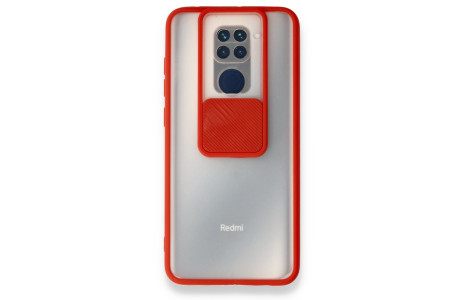 Newface Xiaomi Redmi Note 9 Kılıf Palm Buzlu Kamera Sürgülü Silikon - Kırmızı
