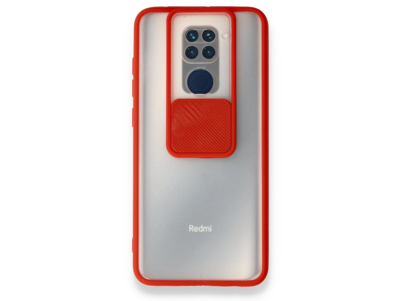 Newface Xiaomi Redmi Note 9 Kılıf Palm Buzlu Kamera Sürgülü Silikon - Kırmızı