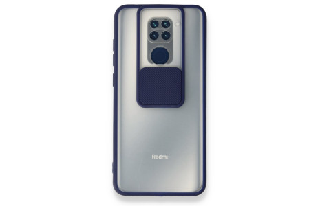 Newface Xiaomi Redmi Note 9 Kılıf Palm Buzlu Kamera Sürgülü Silikon - Lacivert