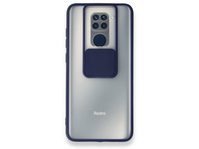 Newface Xiaomi Redmi Note 9 Kılıf Palm Buzlu Kamera Sürgülü Silikon - Lacivert