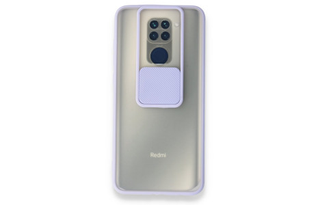 Newface Xiaomi Redmi Note 9 Kılıf Palm Buzlu Kamera Sürgülü Silikon - Lila