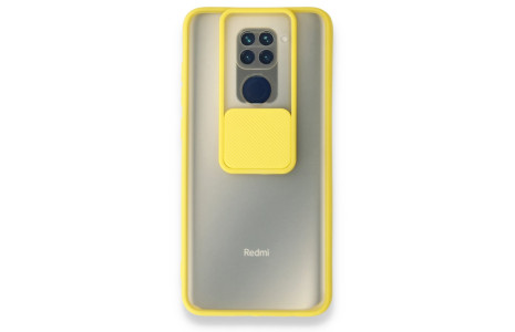 Newface Xiaomi Redmi Note 9 Kılıf Palm Buzlu Kamera Sürgülü Silikon - Sarı